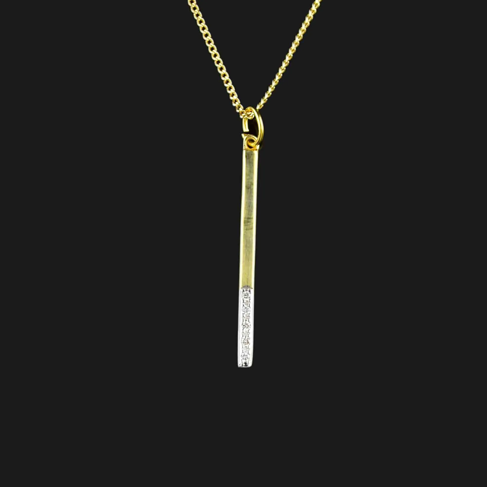 14K Gold Bar Diamond Pendant Necklace