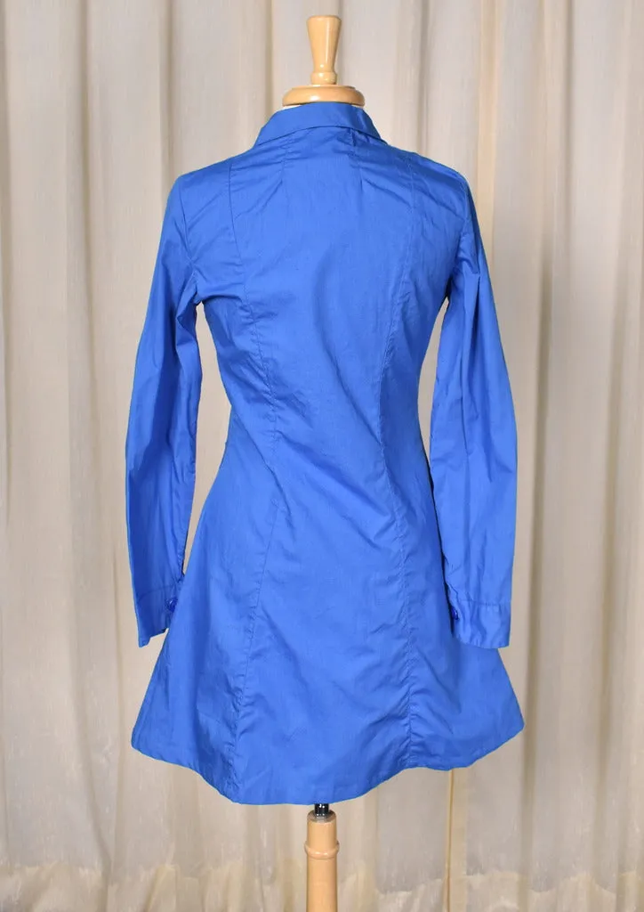 1940s Vintage Blue Medical Nurses Uniform Dress