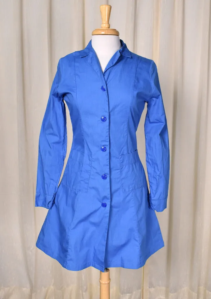 1940s Vintage Blue Medical Nurses Uniform Dress