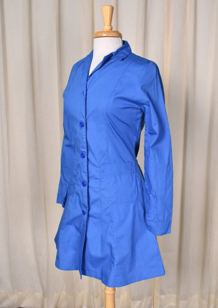 1940s Vintage Blue Medical Nurses Uniform Dress