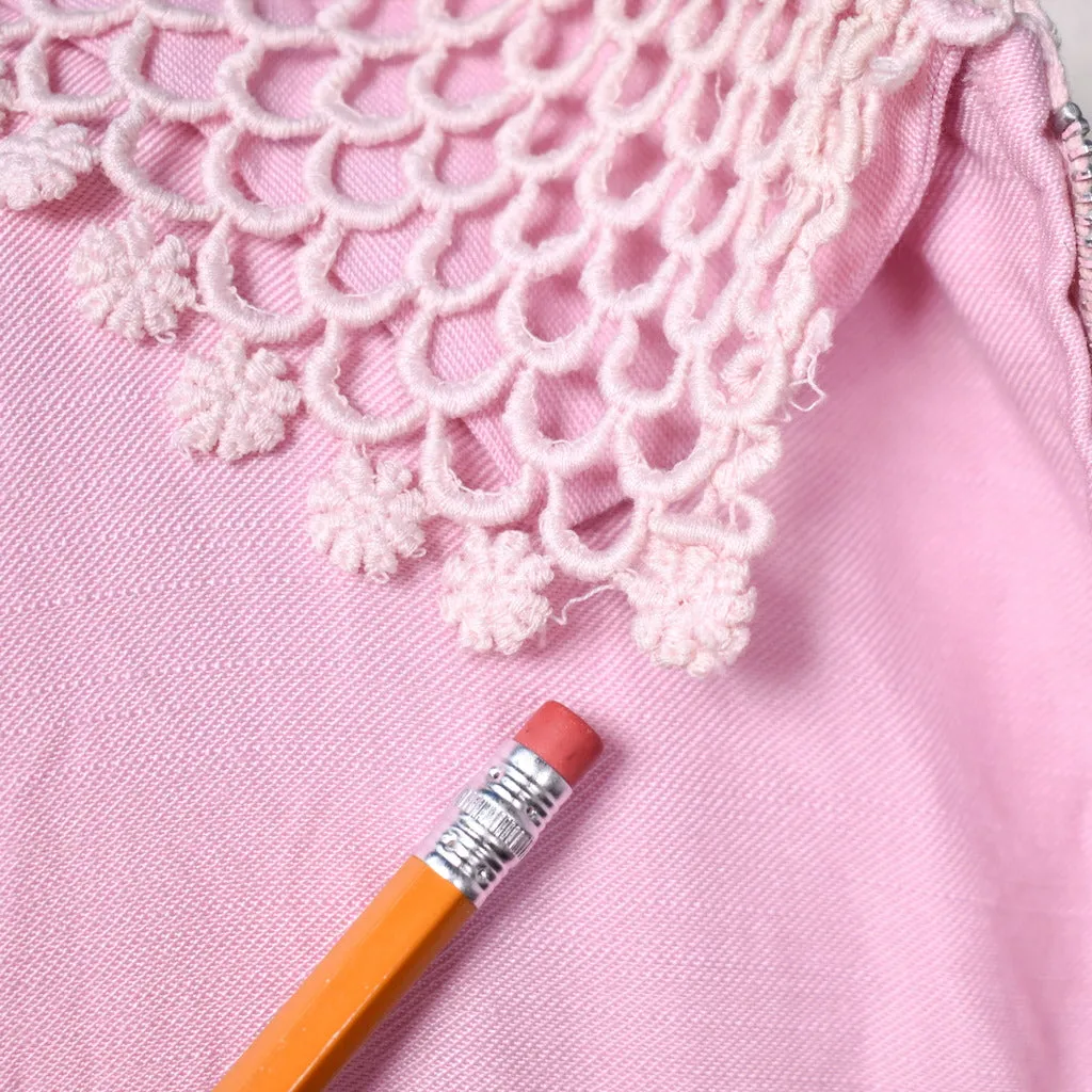 1950s Pink Lace Collar Dress