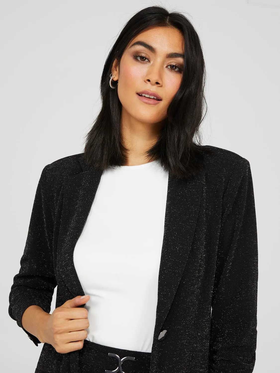 3/4 Sleeve Shimmer Blazer