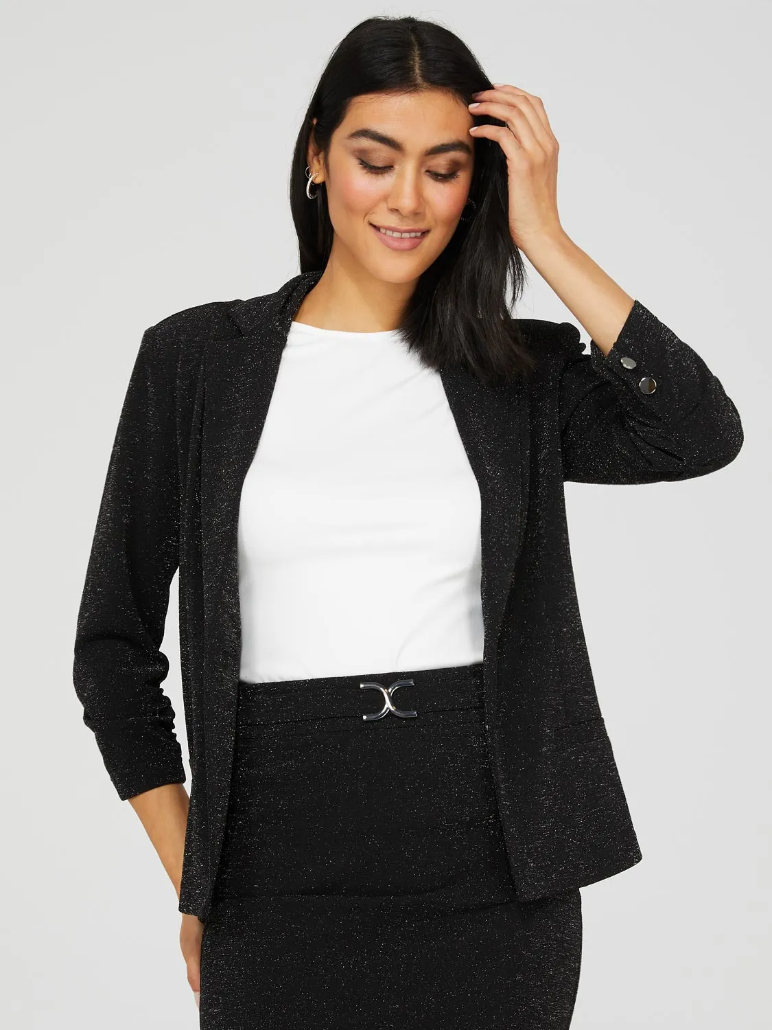 3/4 Sleeve Shimmer Blazer