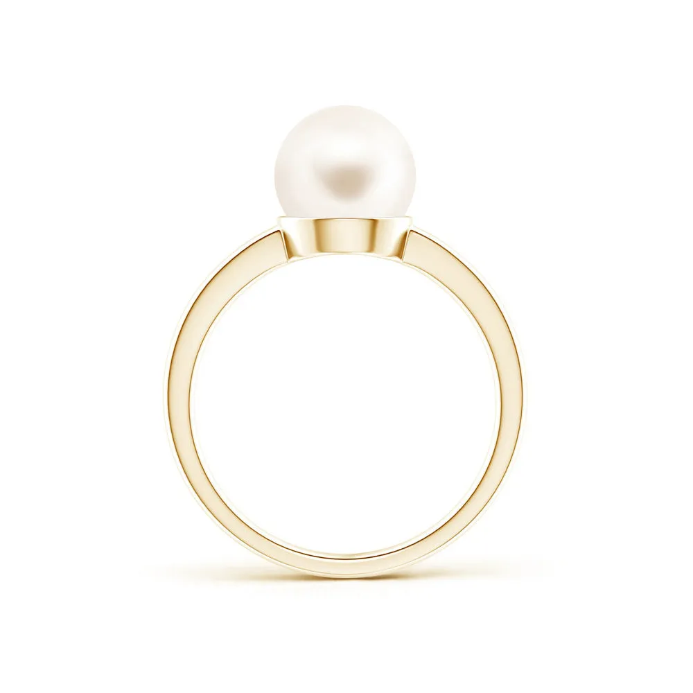 8mm Classic Freshwater Cultured Pearl Solitaire Ring