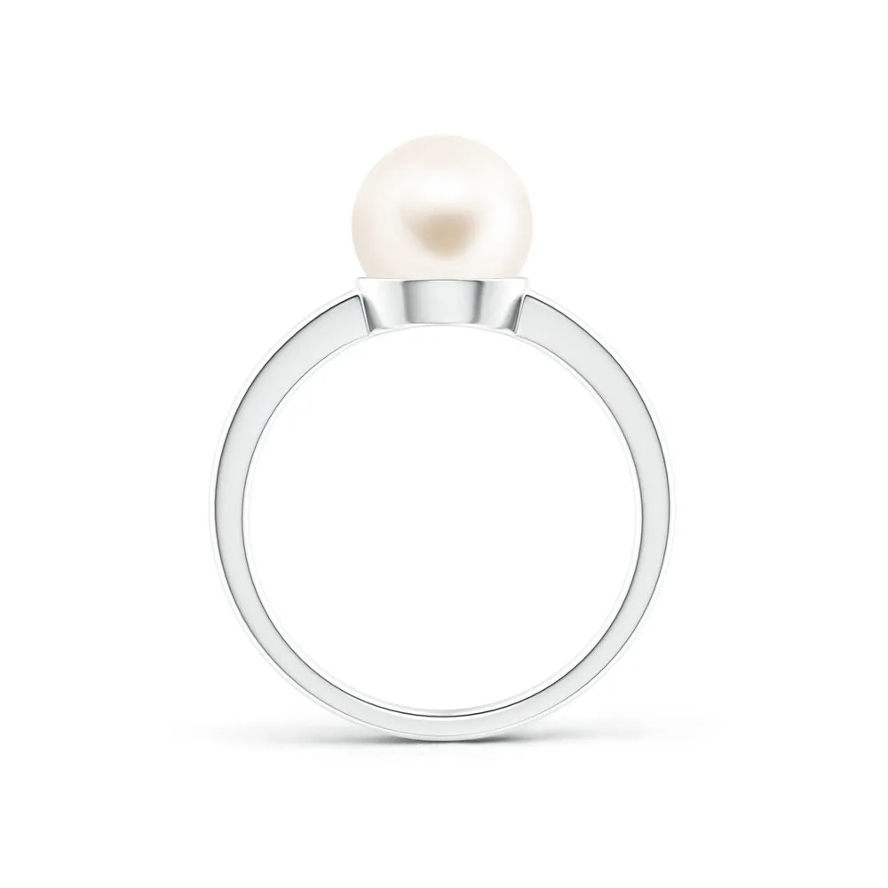 8mm Classic Freshwater Cultured Pearl Solitaire Ring