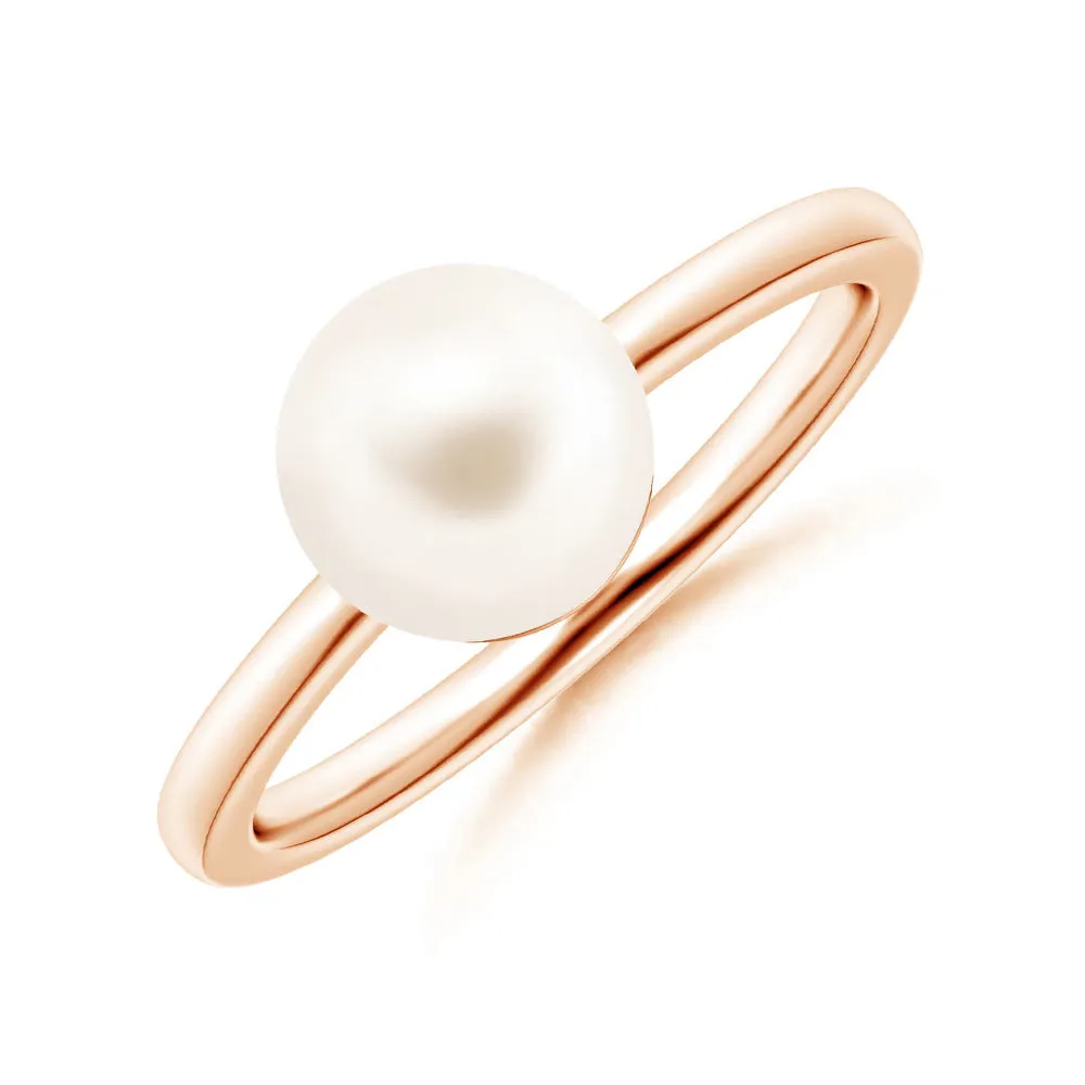 8mm Classic Freshwater Cultured Pearl Solitaire Ring