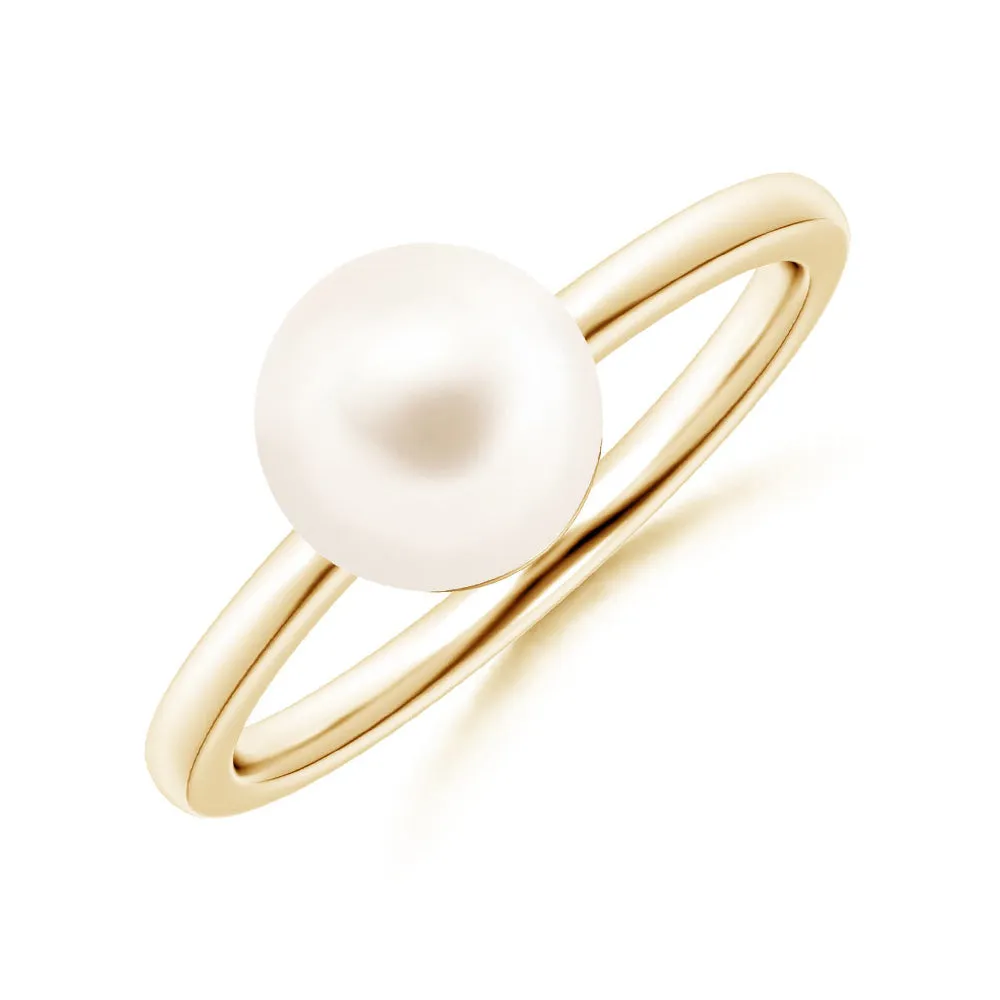 8mm Classic Freshwater Cultured Pearl Solitaire Ring