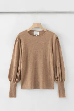 Aleger Cashmere Bell Sleeve Knit in Nutmeg