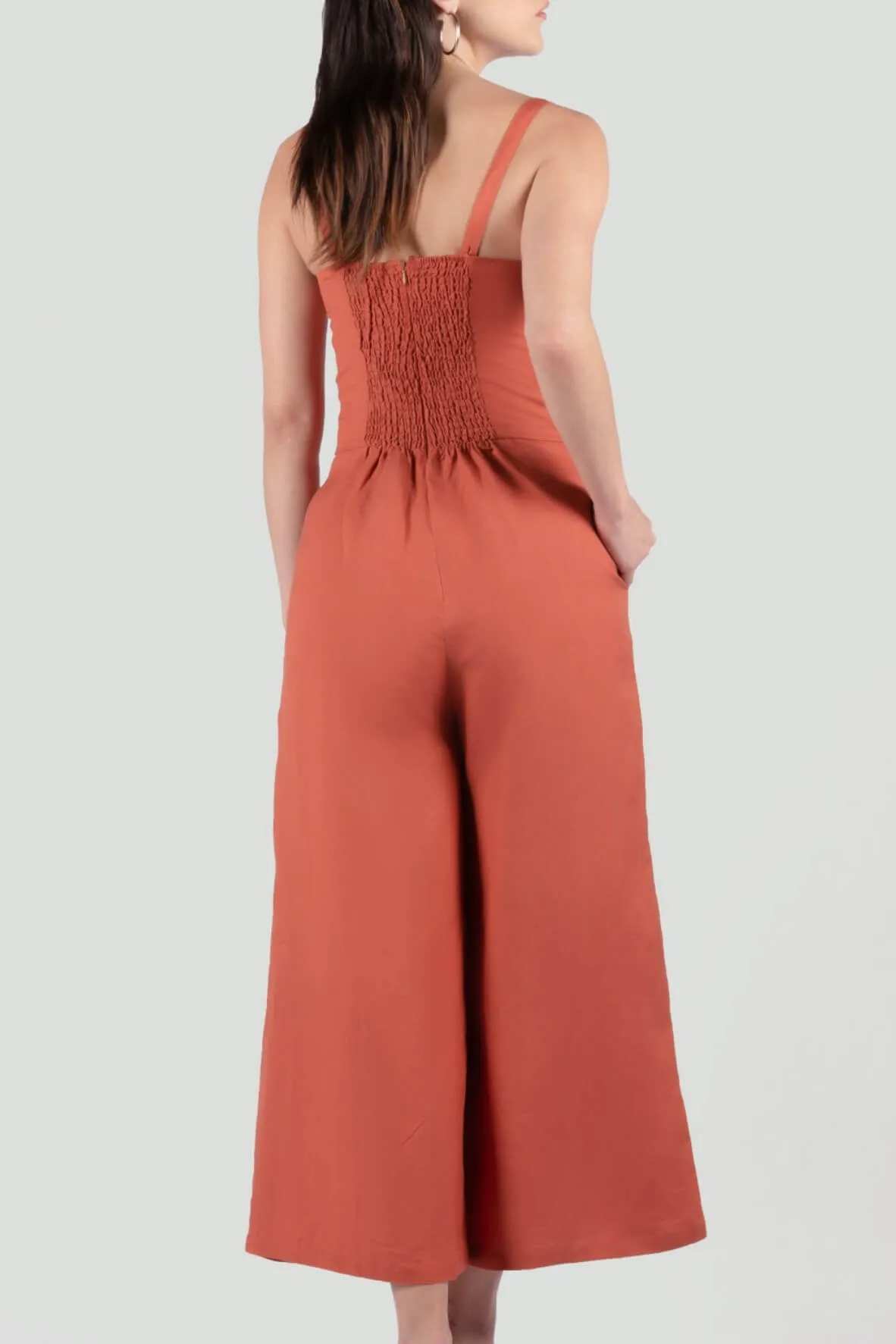 Amber Front Button Overall Jumpsuit in Sunset