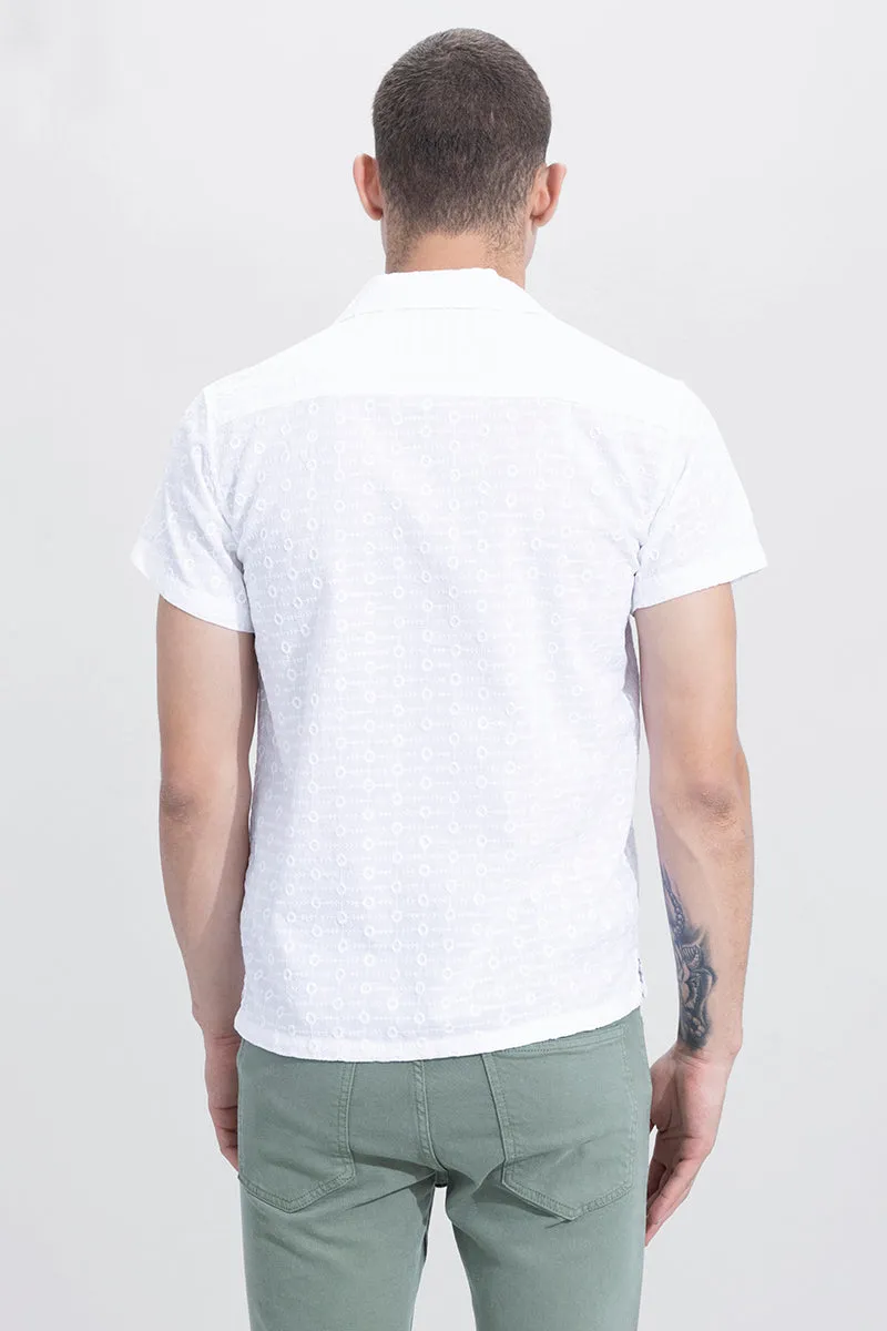 Atom Circle White Embroidery Shirt