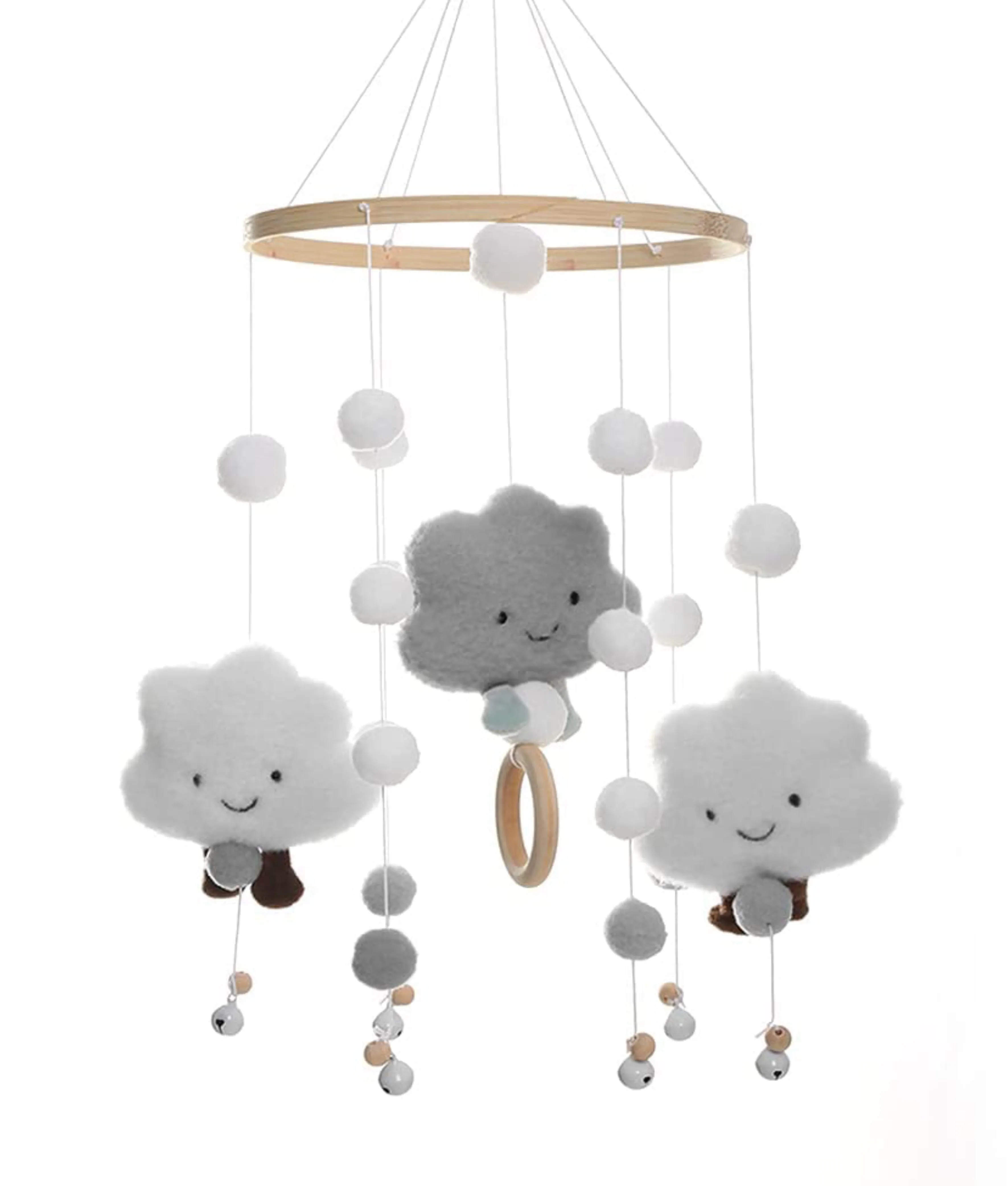 Baby Cot Mobile - Gray Cloudy