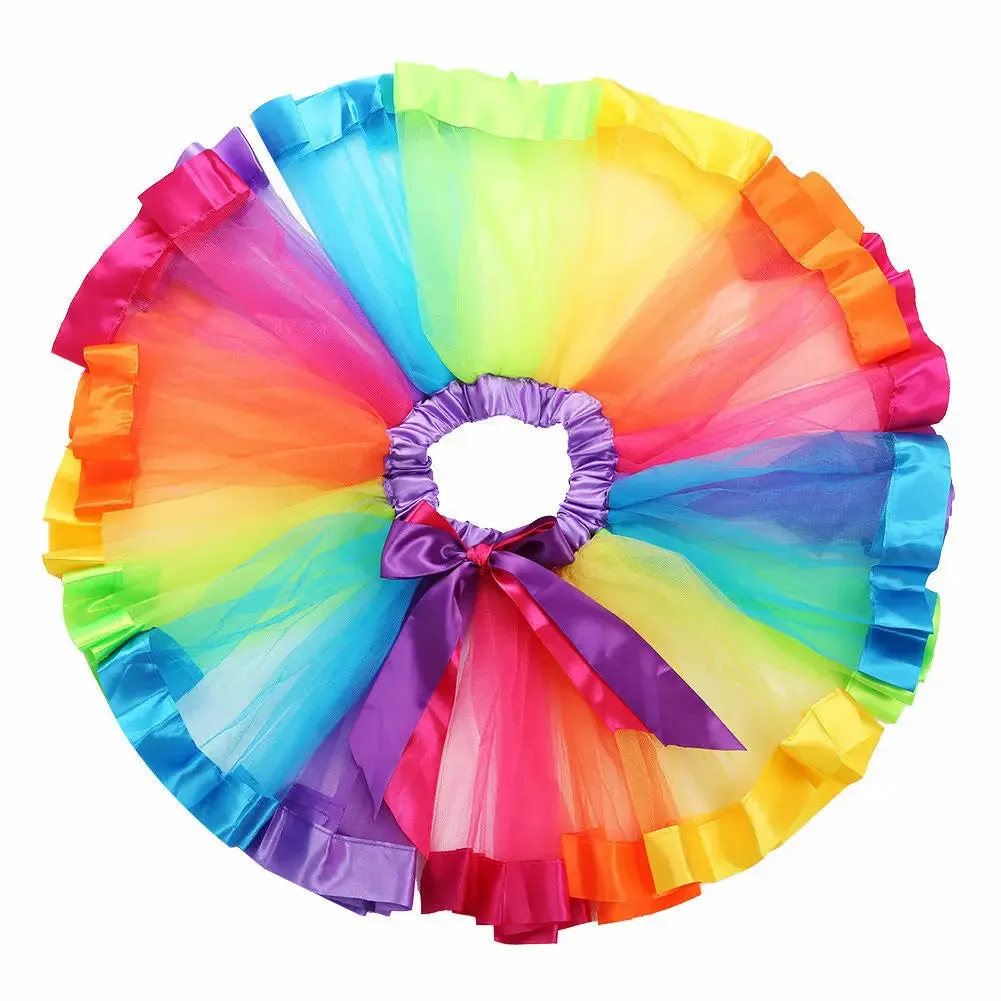 Baby Girl Rainbow Ballet Dance Tutu Skirt