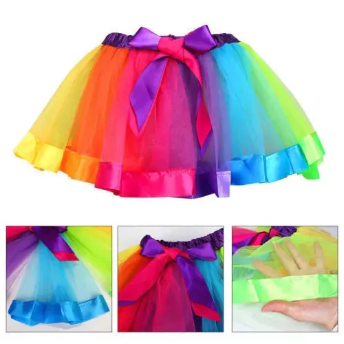 Baby Girl Rainbow Ballet Dance Tutu Skirt