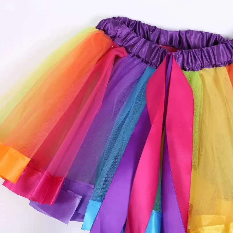 Baby Girl Rainbow Ballet Dance Tutu Skirt