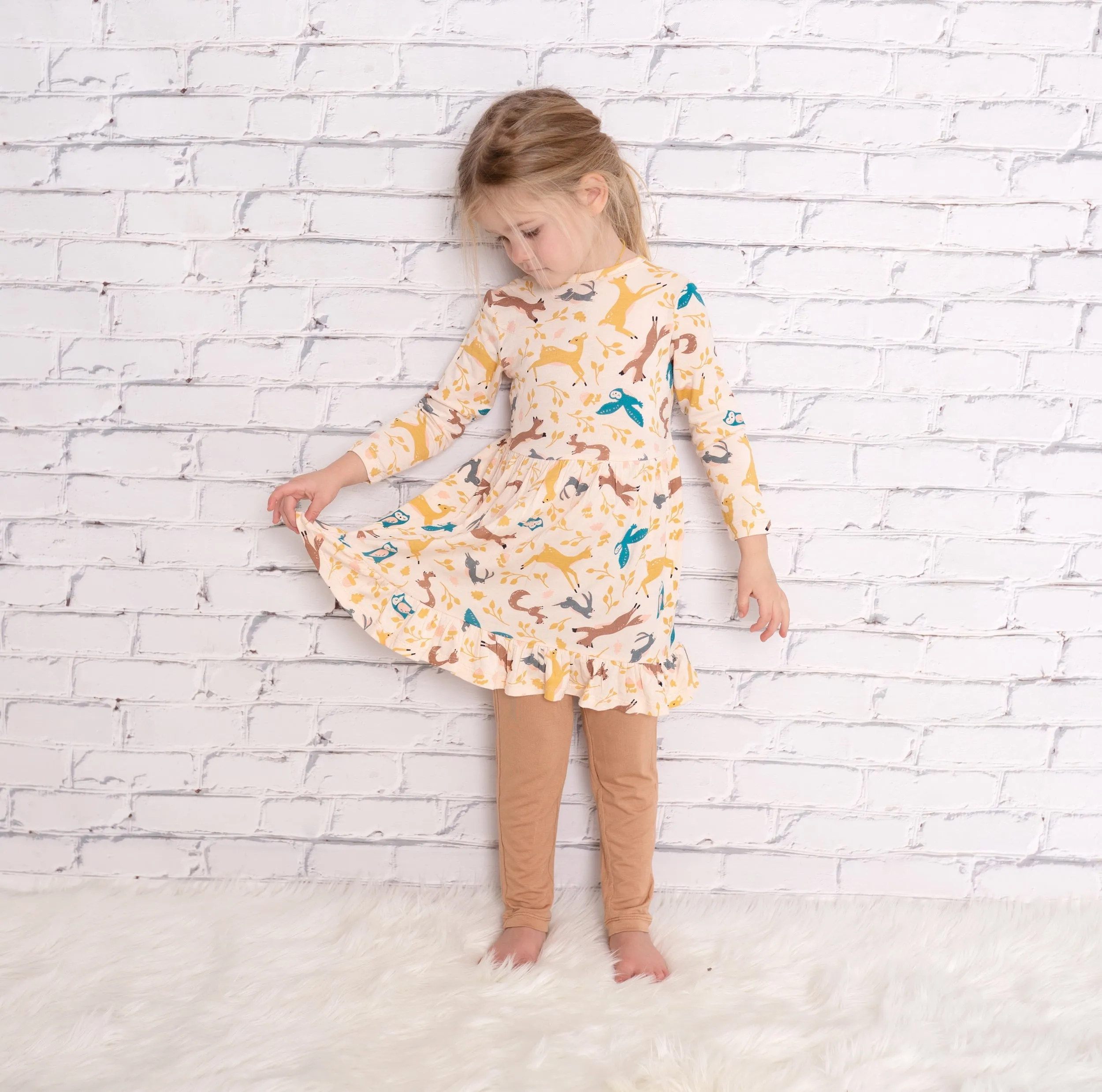 Bamboo Jersey Dress with Bloomer (Woodland Frolic Print)