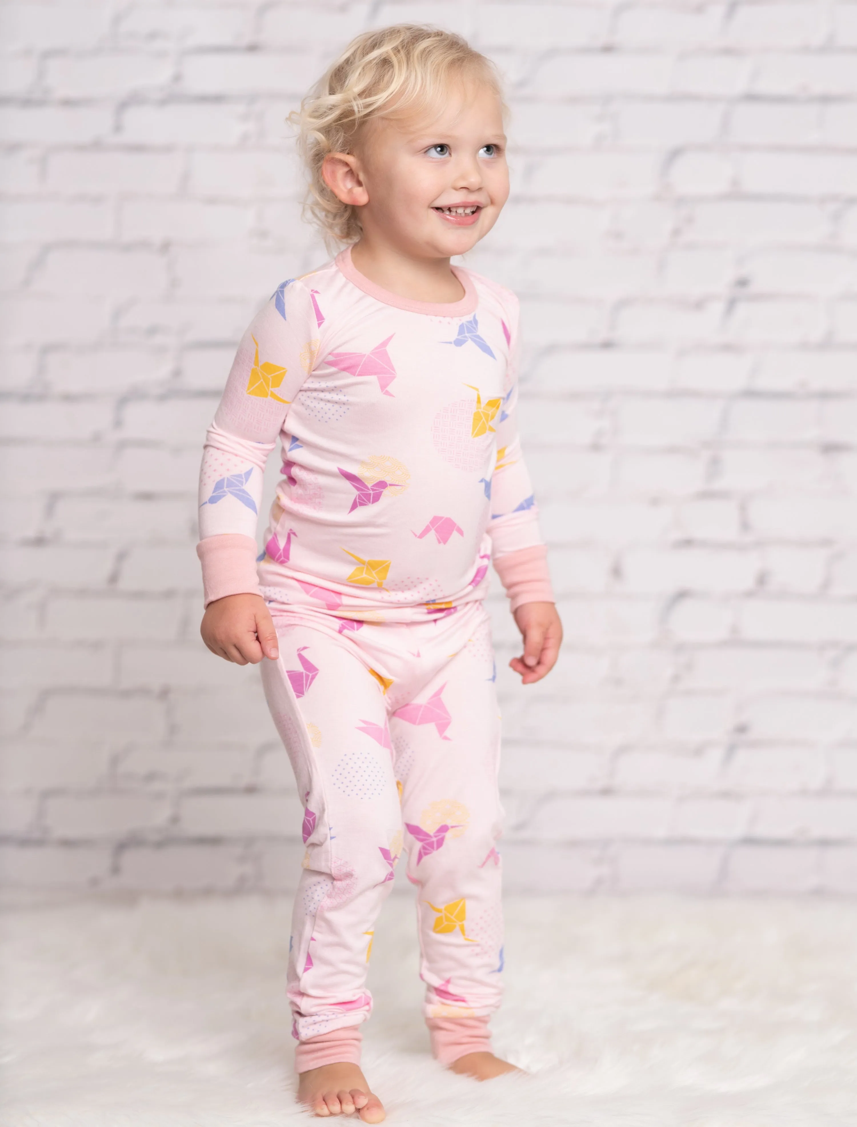 Bamboo Long Sleeve Pajama Set (Origami Print)