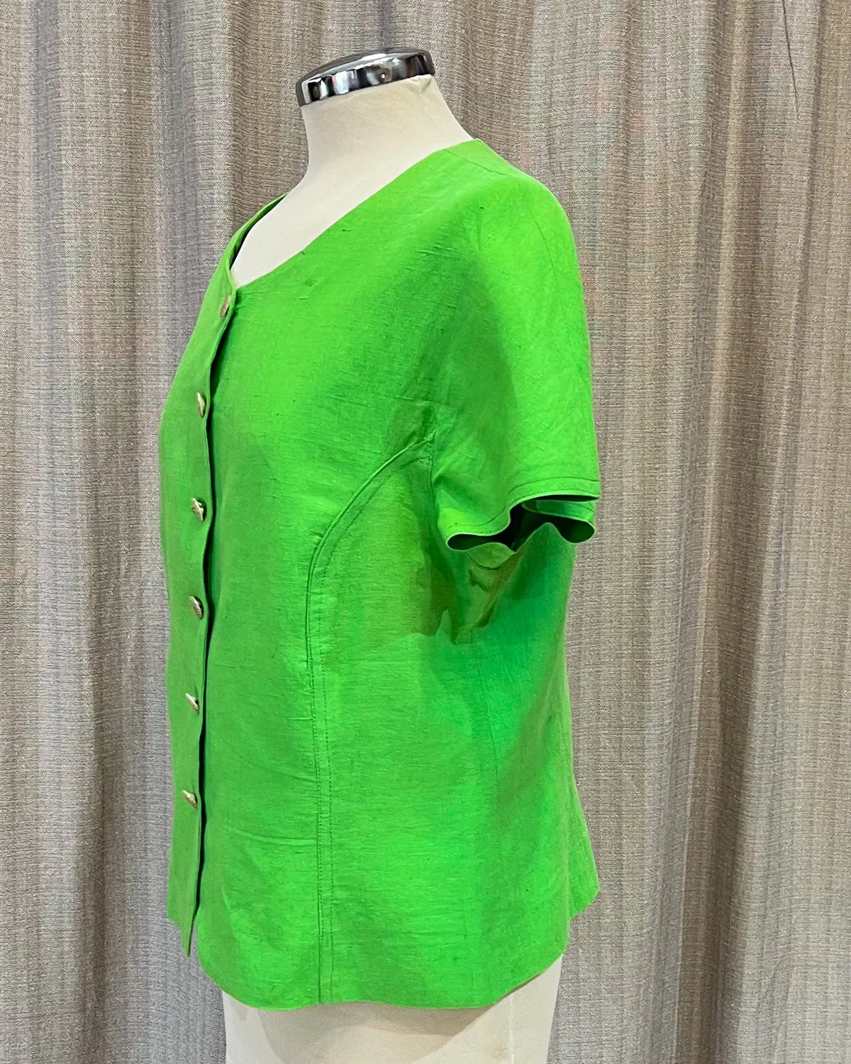 Blusa In Lino Con Bottoni Gioiello - M