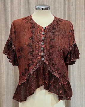 Blusa Vintage Con Ricami e Bottoni Decorativi  S