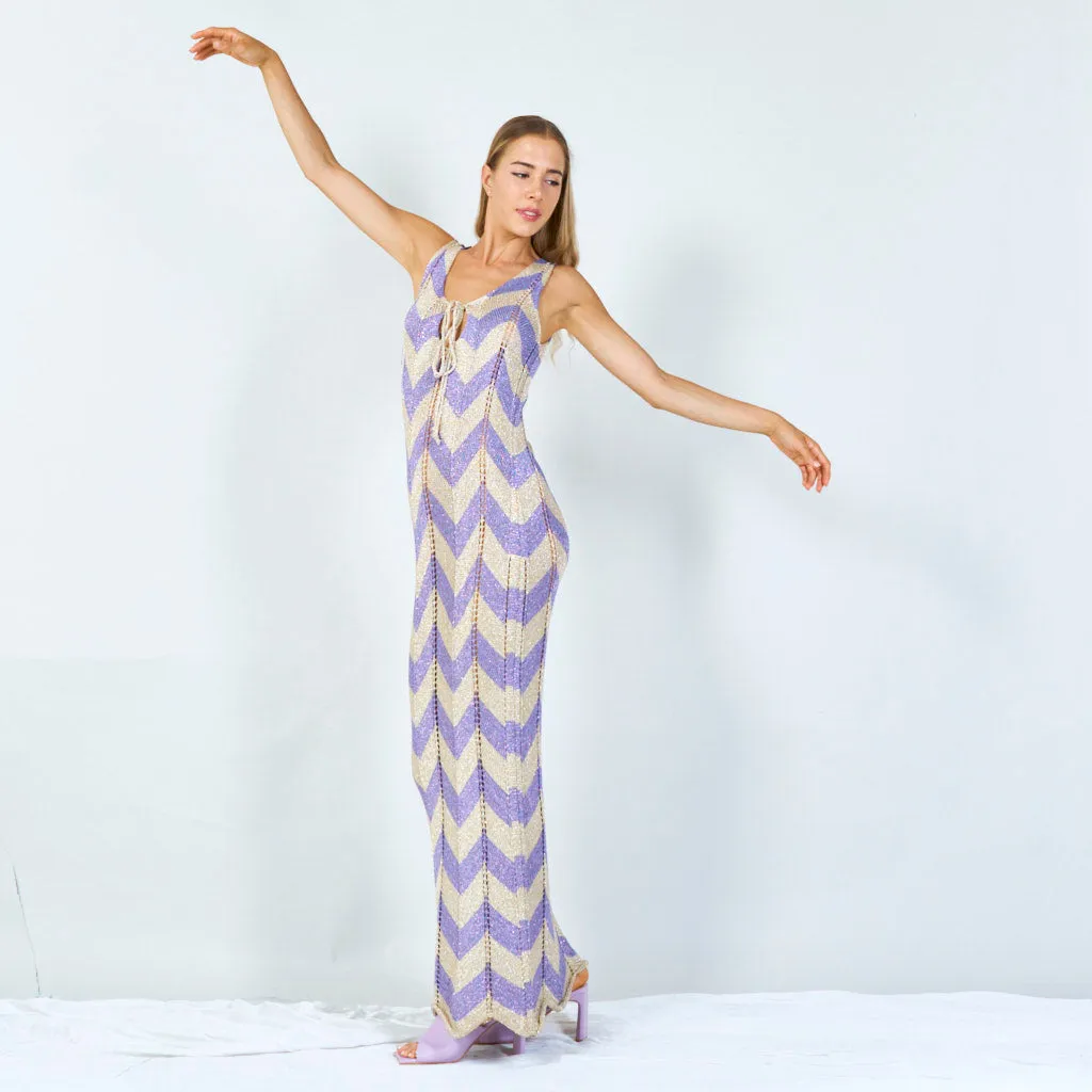 Bold chevron sleeveless maxi dress wholesale