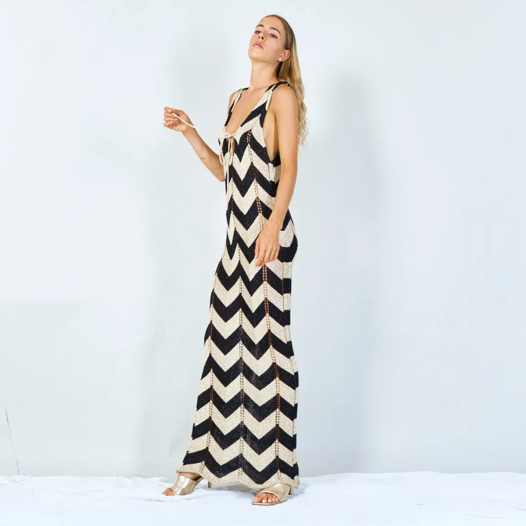 Bold chevron sleeveless maxi dress wholesale