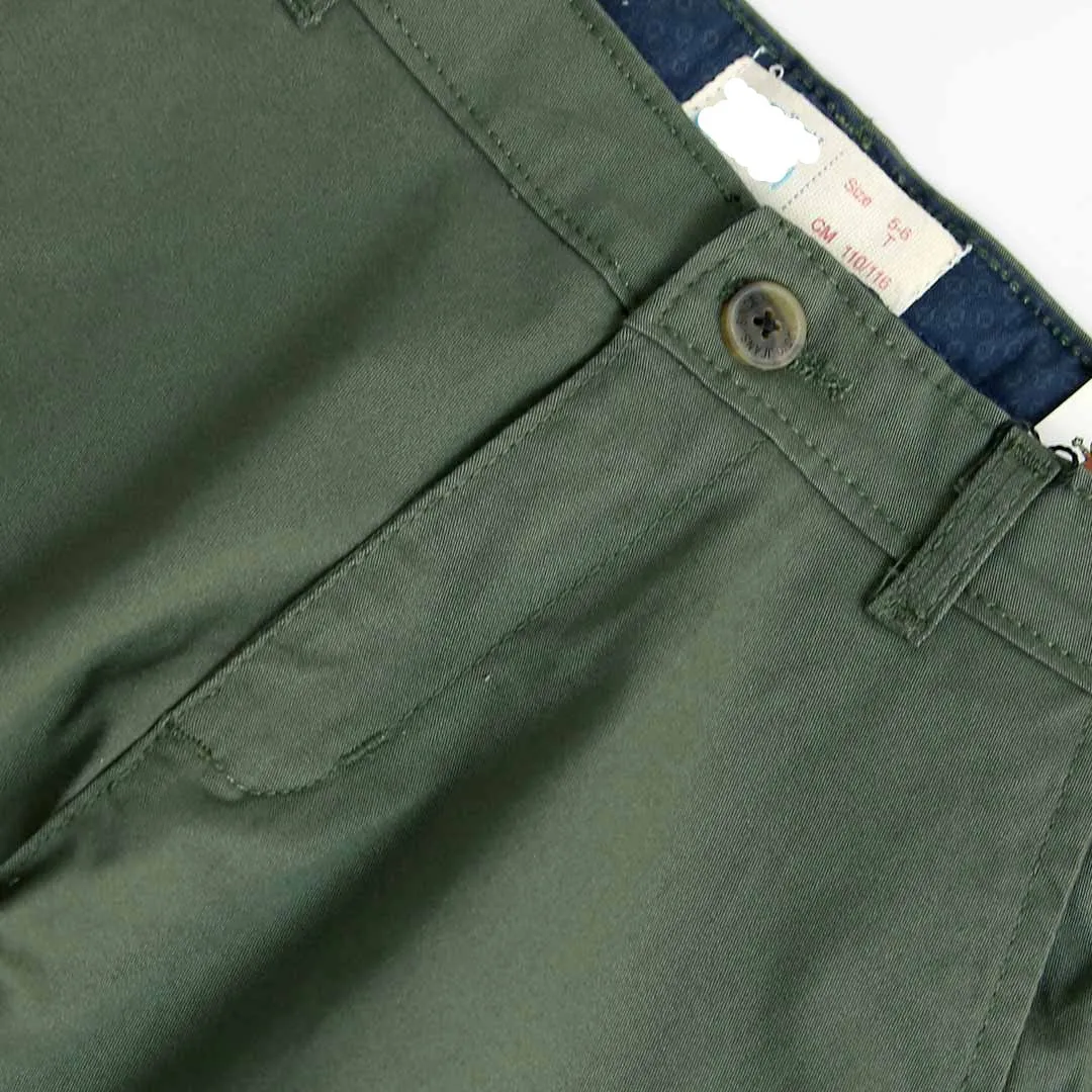 Boys Soft Cotton Cross Pocket Printed Olive Short