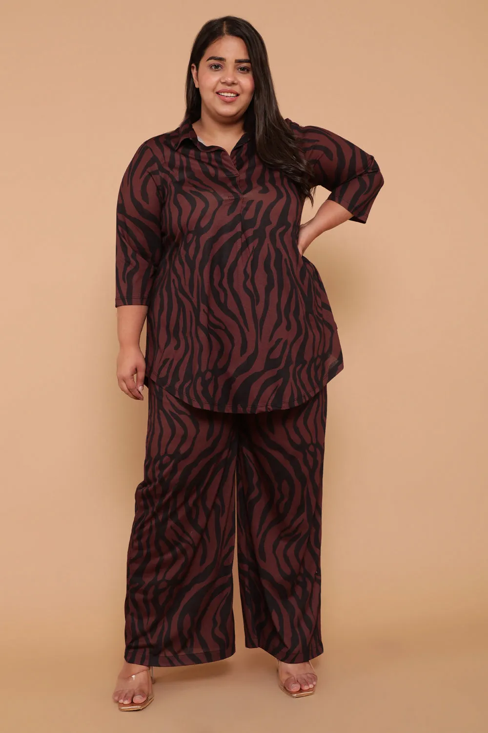 Bronze Tiger Centre Pleat Top