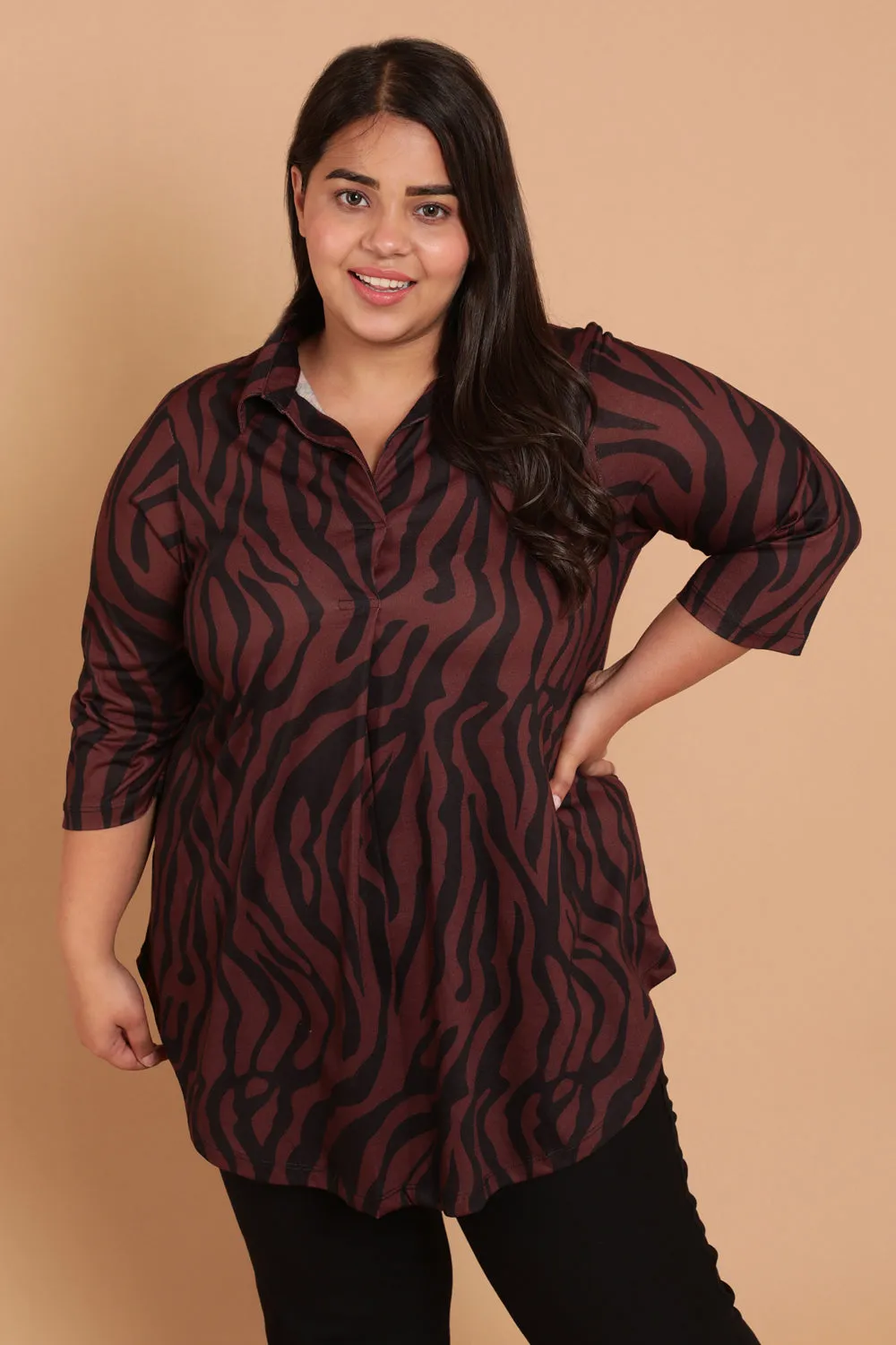 Bronze Tiger Centre Pleat Top