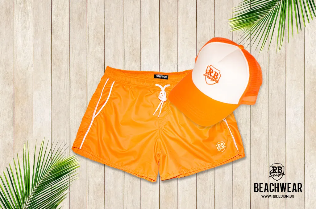 Bundle Mens Swimming Orange Shorts    Orange Hat  BW01OSOH