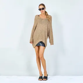 Casual V-neck knitted top with long sleeves wholesale