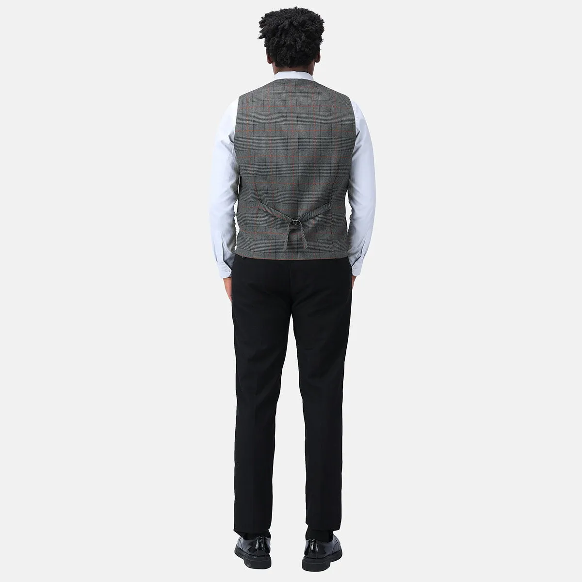 Checked Vests Stripes Business Slim Fit Cotton Black