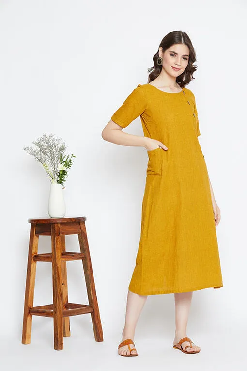 Chime Dress – Yellow, Long Shift Dress For Women