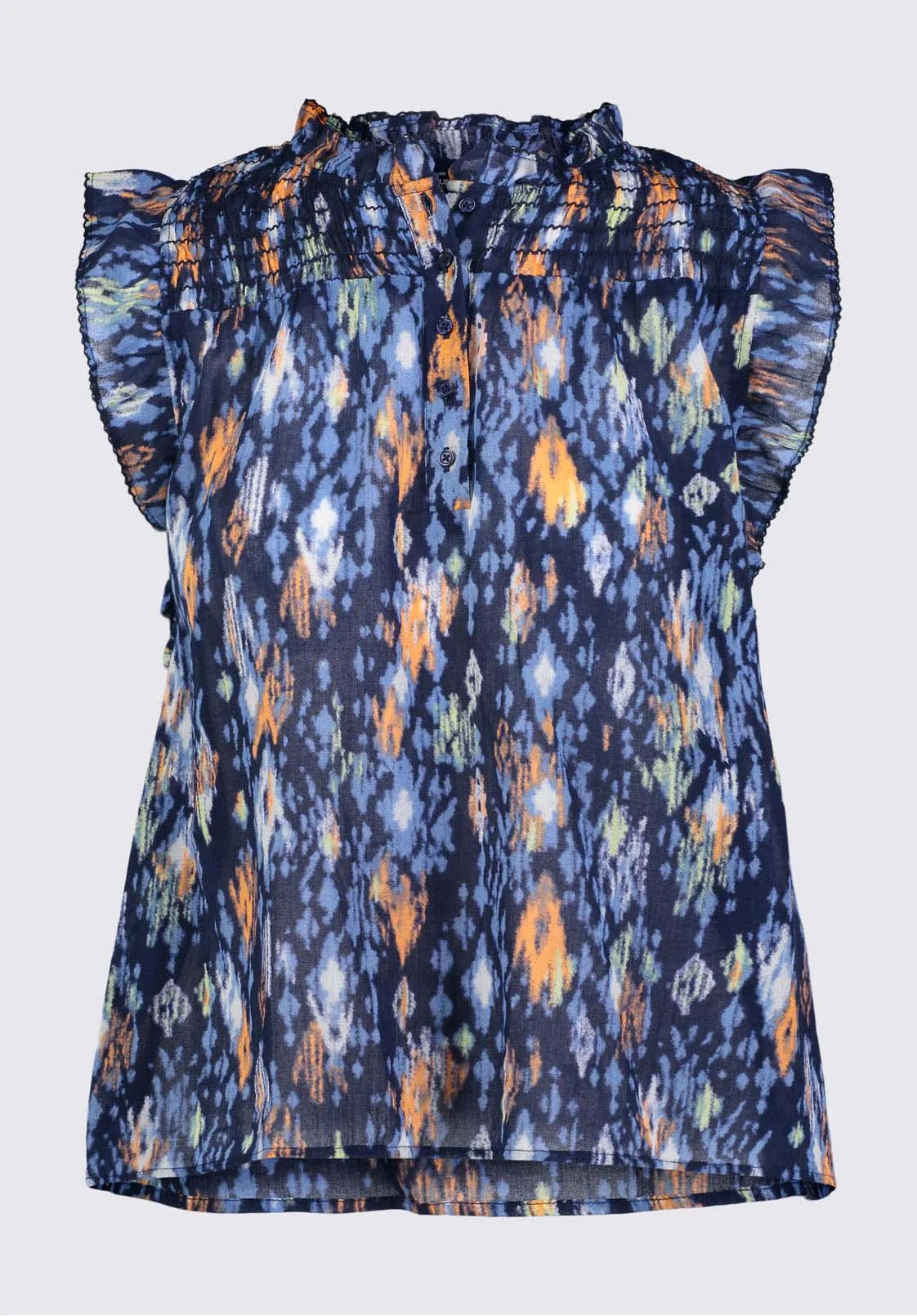 Cinza Women’s Sleeveless Printed Top in Navy - WT0099P