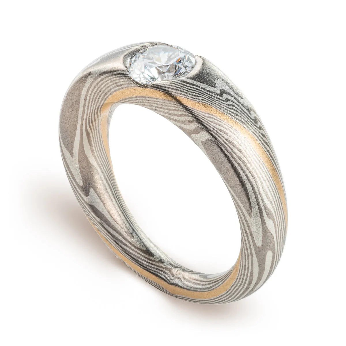 Classic Diamond Cathedral Ring with Stratum