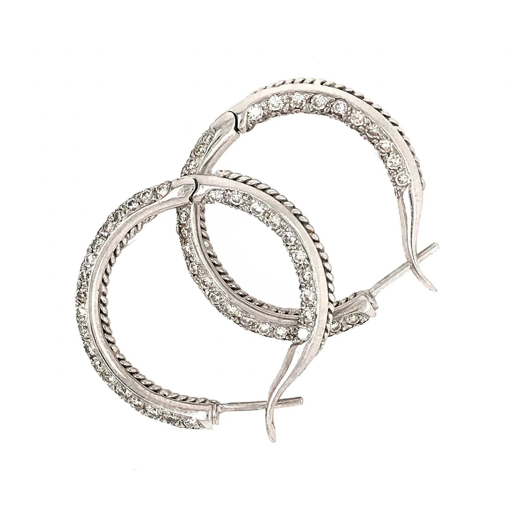 Classic Inside out Diamond Medium Hoop Earrings