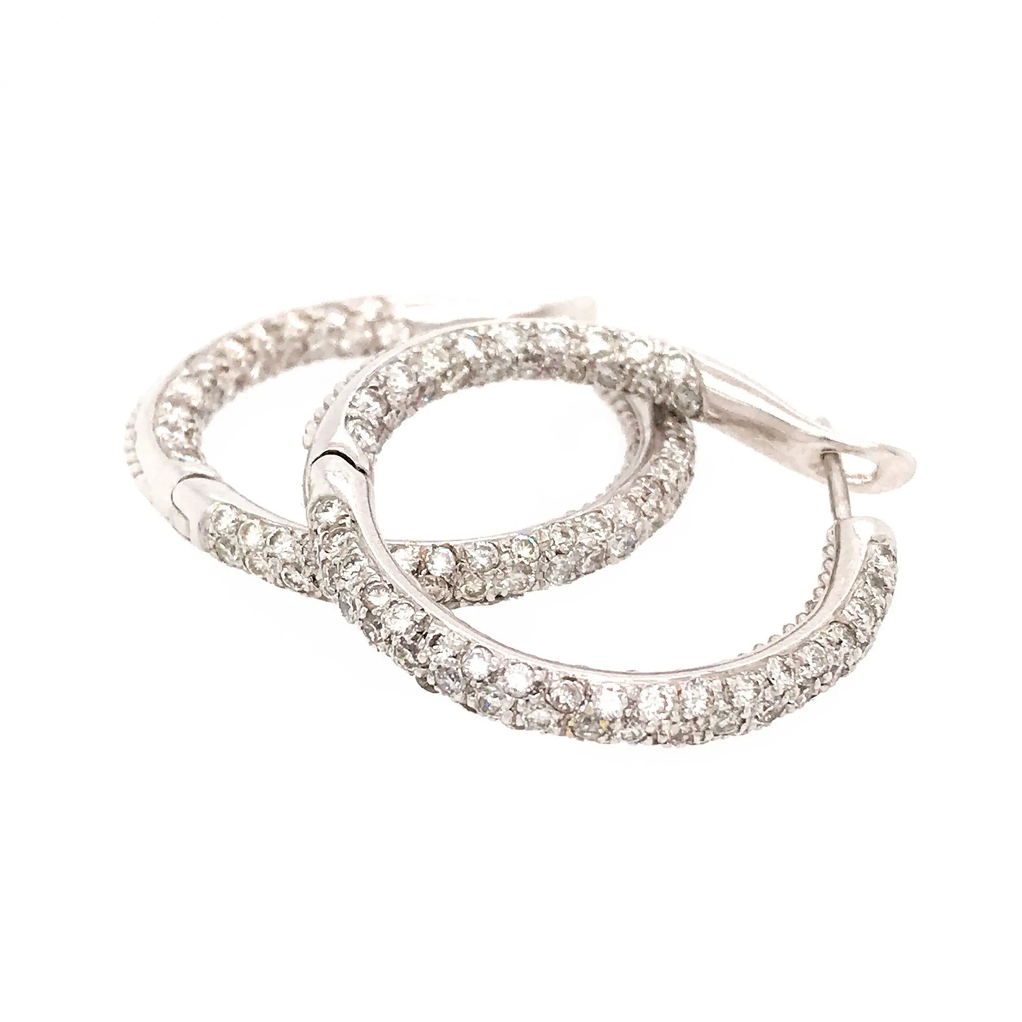 Classic Inside out Diamond Medium Hoop Earrings