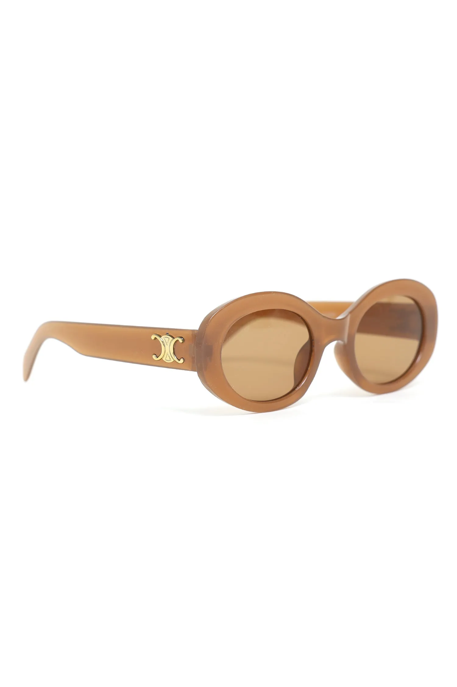 CLASSIC OVAL SUNGLASSES-BROWN