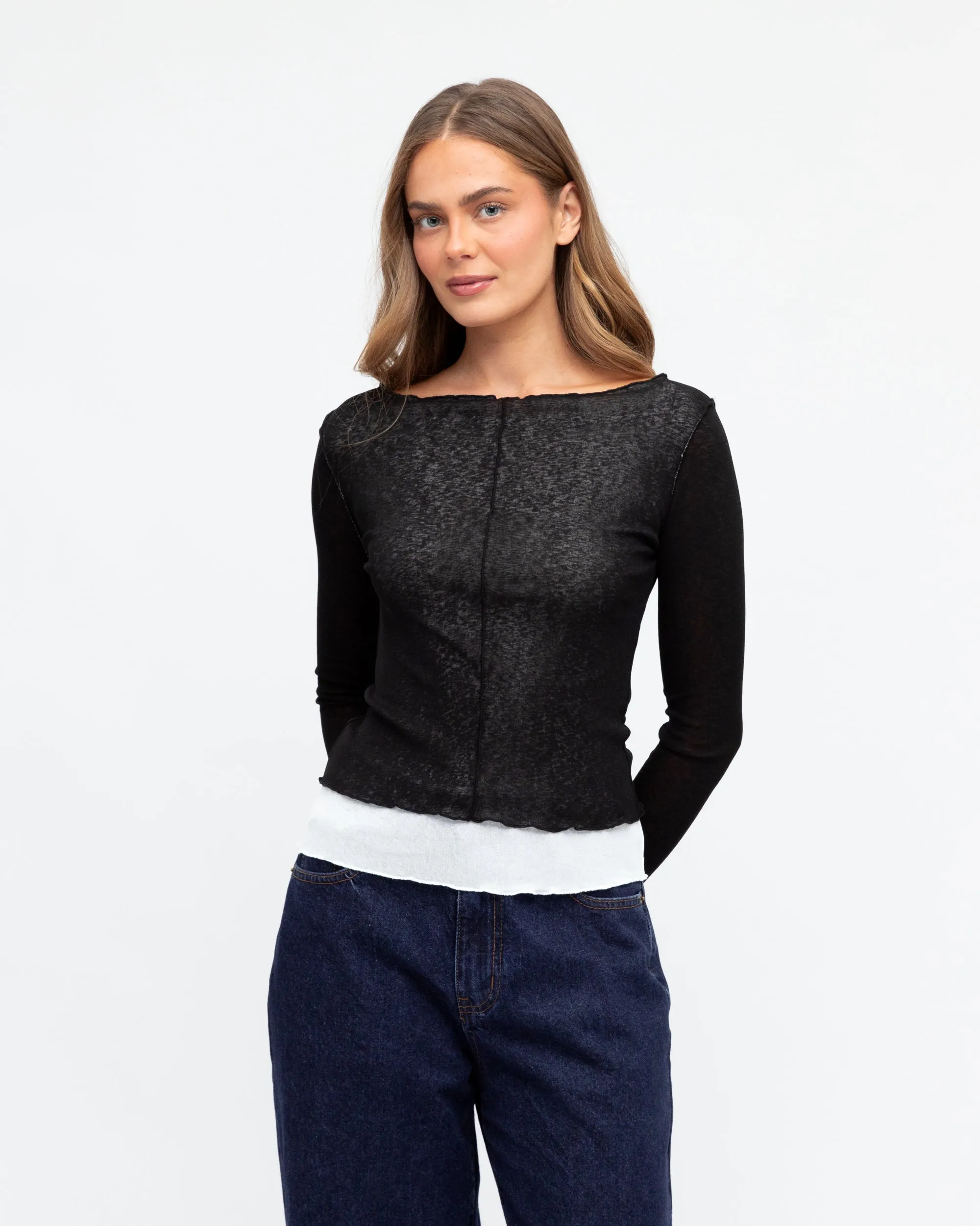 Contrast Hem Layered Top