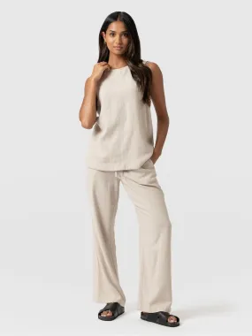 Corinne Linen Pant - Oatmeal