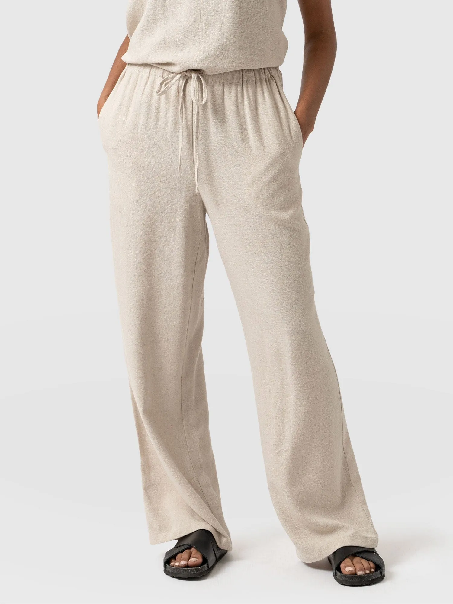 Corinne Linen Pant - Oatmeal