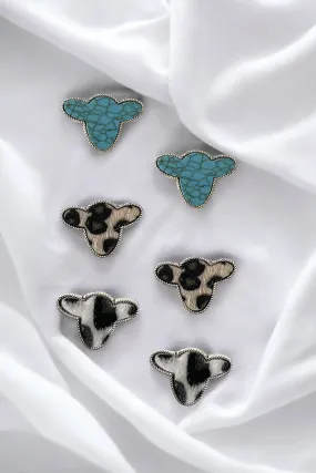 Cow Head Stud Earring Set