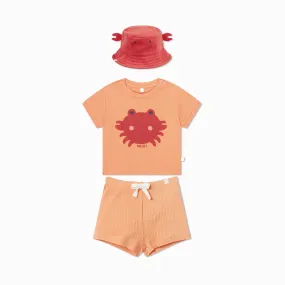 Crab Ribbed Tee, Shorts & Hat