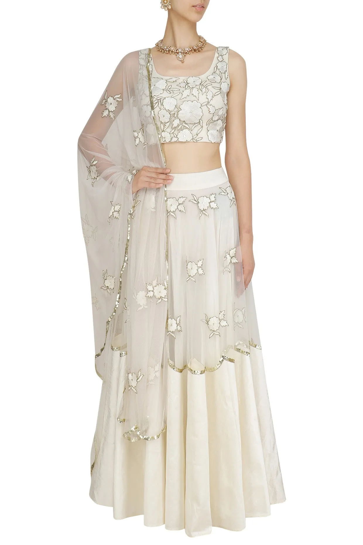 Creme Bloom Lehenga Set