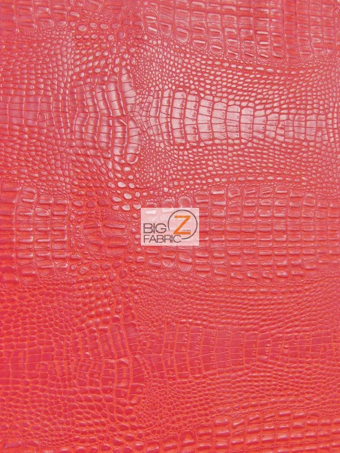 Crocodile Marine Vinyl Fabric - Auto/Boat - Upholstery Fabric / Fire Red / By The Roll - 30 Yards