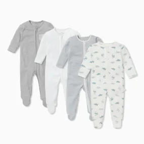 Dino Zip Baby Pajamas 4 Pack