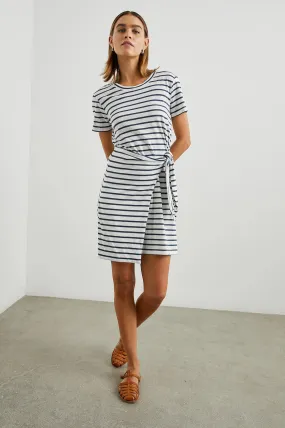 Edie Dress Ivory Navy Stripe