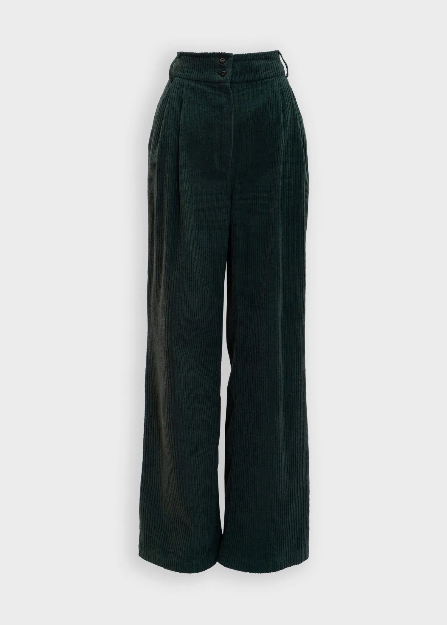 ELISE Corduroy Highwaist Trousers - Olive Green