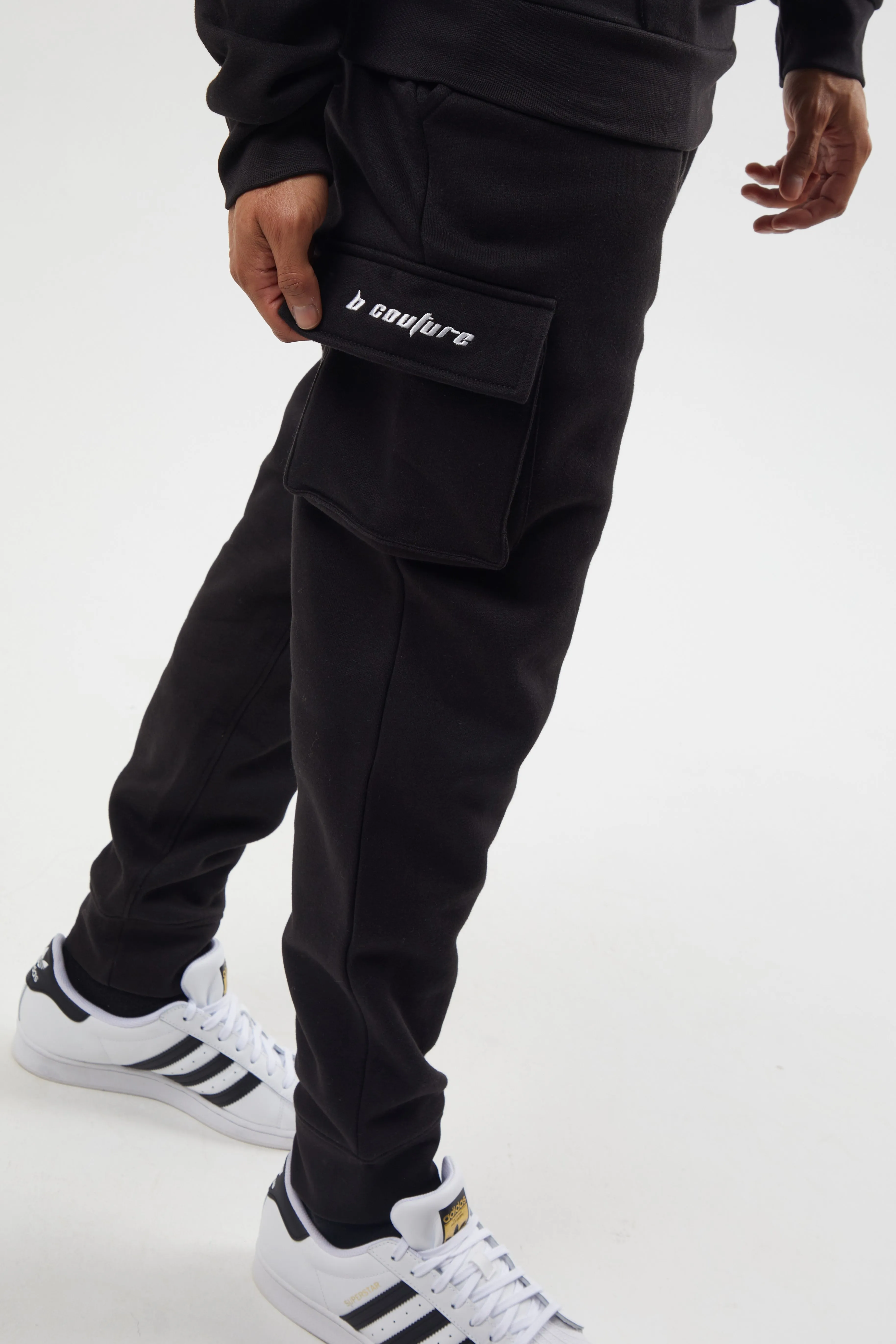 Field Place Cargo Fleece Tracksuit - Black