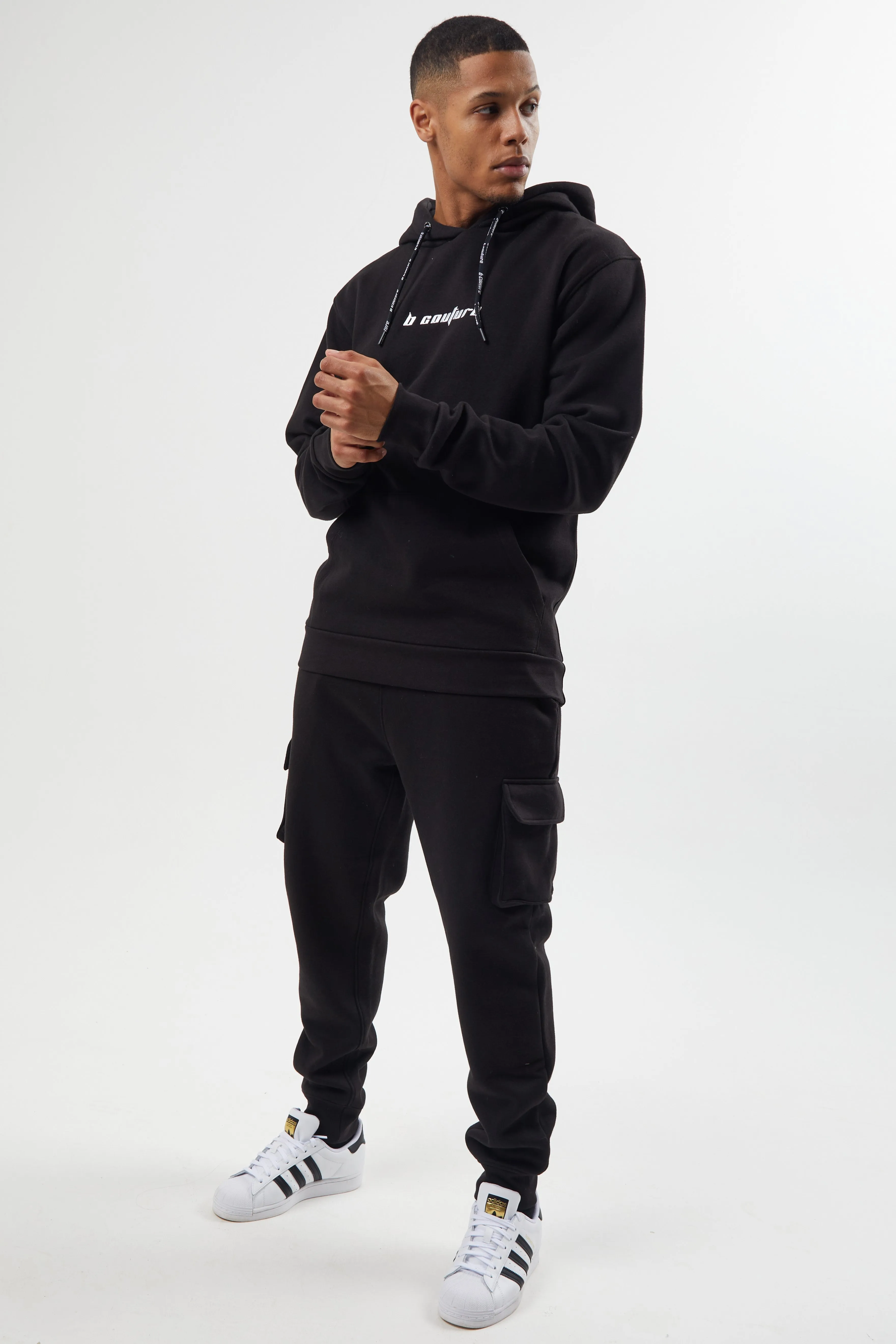 Field Place Cargo Fleece Tracksuit - Black