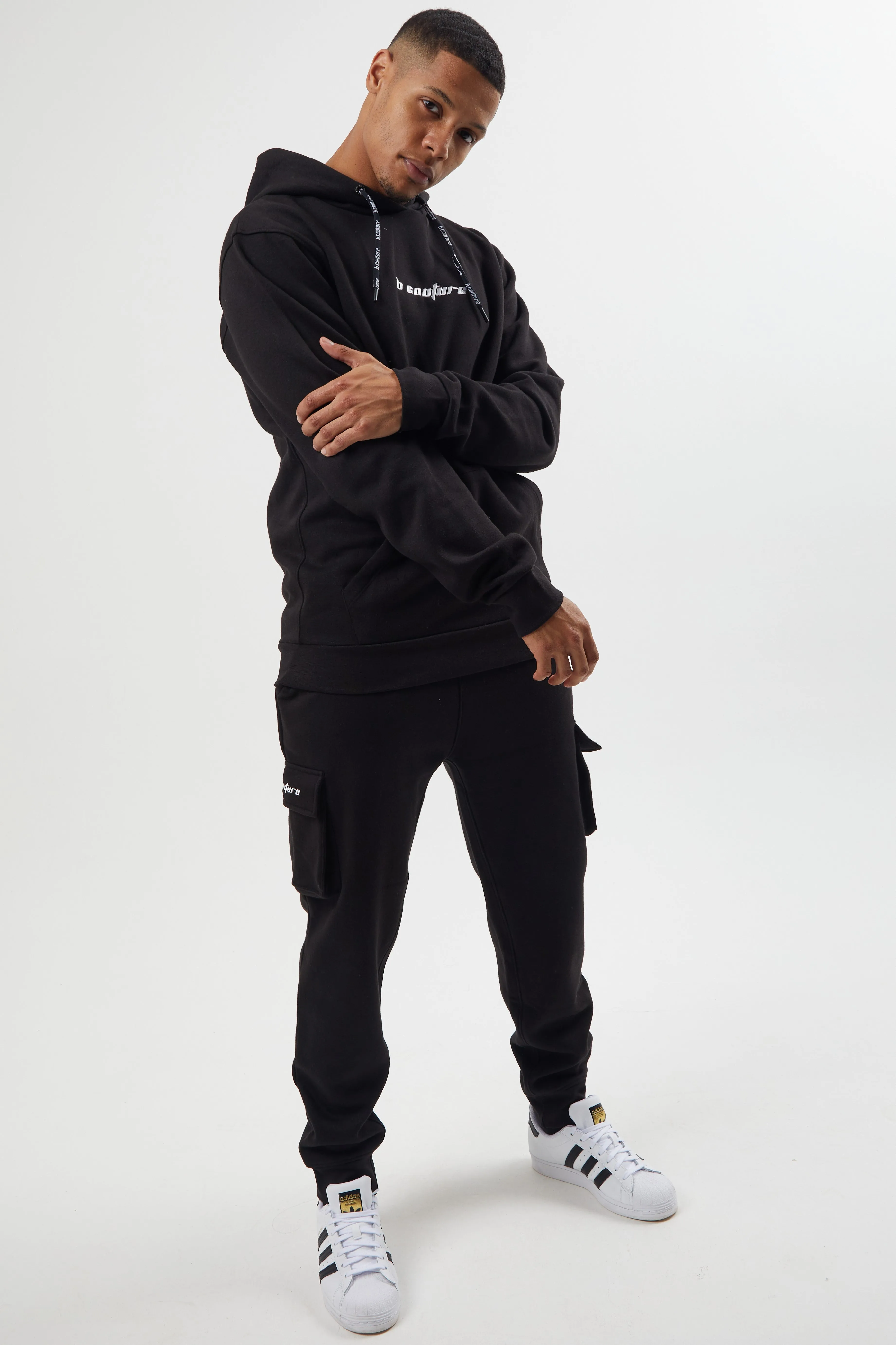 Field Place Cargo Fleece Tracksuit - Black