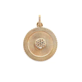 Fluted gold disc with diamonds